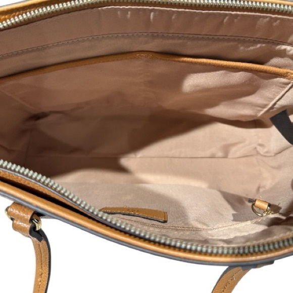 Nanette Lepore Jaelyn Camel Tan Faux Leather Pebble Texture Tote Bag - Picture 9 of 11